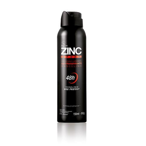 Desodorante Antitranspirante Masculino Aerossol ZINC Sporte, 150ml/90g - Jequiti