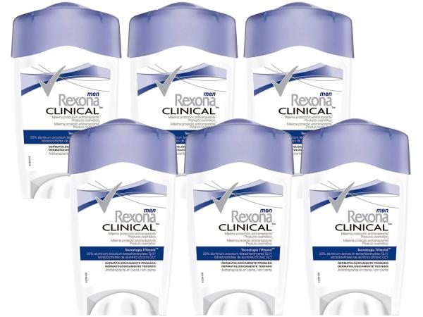 Desodorante Antitranspirante Masculino Rexona - Clinical 6 Unidades de 48g Cada