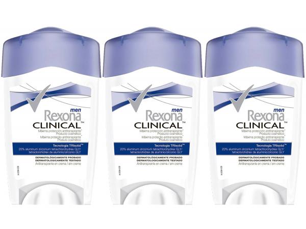 Desodorante Antitranspirante Masculino Rexona - Clinical 3 Unidades de 48g Cada