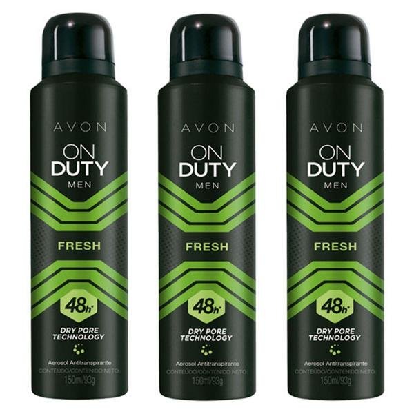 Desodorante Antitranspirante On Duty Men Fresh 150ml 3 Unid - Avon