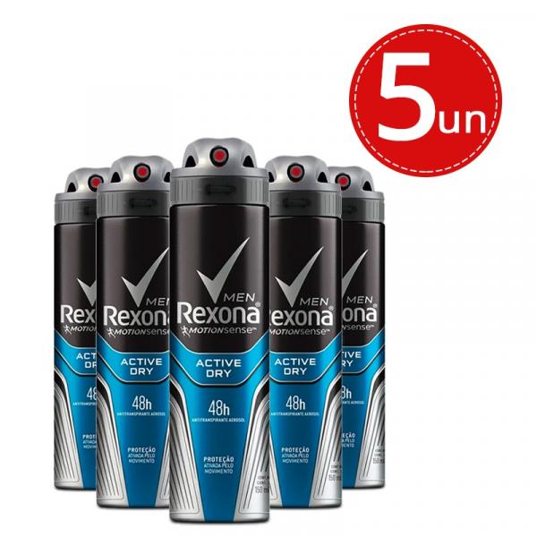 Desodorante Antitranspirante Rexona Active Dry/Azul 150ml - 5 Unidades