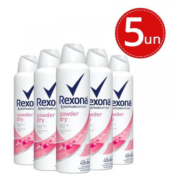 Desodorante Antitranspirante Rexona Powder Dry 150ml - 5 Unidades