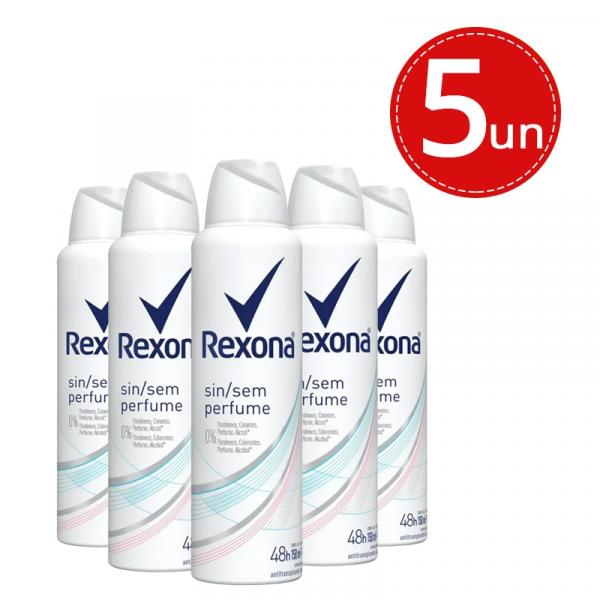Desodorante Antitranspirante Rexona Sem Perfume 150ml - 5 Unidades