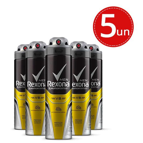 Desodorante Antitranspirante Rexona V8/Amarelo 150ml - 5 Unidades