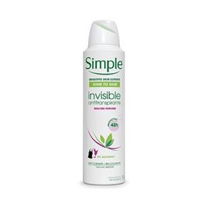 Desodorante Antitranspirante Simple Invisible Aerosol - 150ml