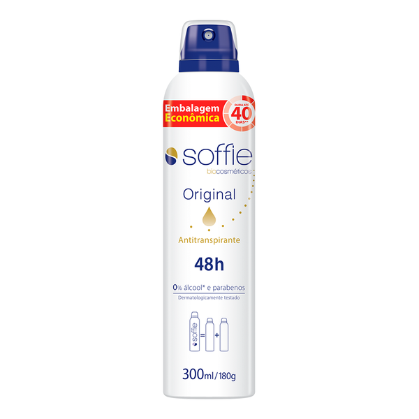 Desodorante Antitranspirante Soffie Original 48h com Fragrância - 300ml - Soffie