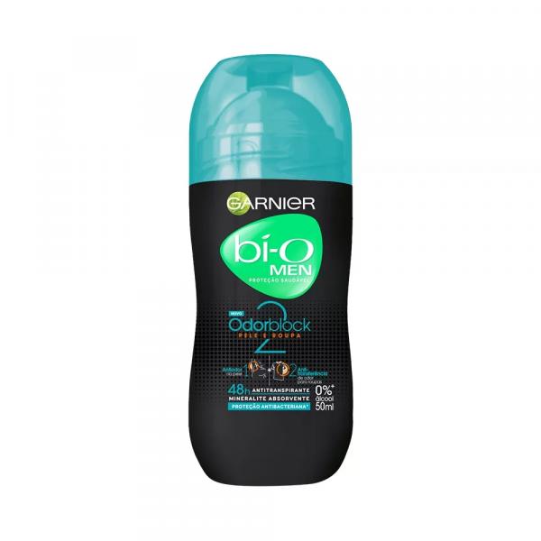Desodorante Bio Men Odorblock 2 Pele Roupa Rollon - 50ml - Garnier