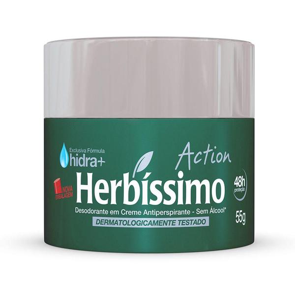 Desodorante Creme Antitranspirante Action Herbissimo 55G - Herbíssimo