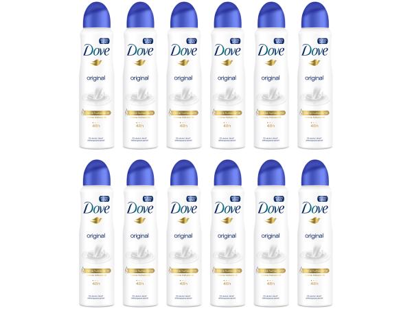 Desodorante Dove Aerosol Antitranspirante Feminino - Original 150ml Cada 12 Unidades Kit Black Friday