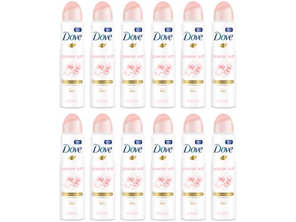 Desodorante Dove Aerosol Antitranspirante Feminino - Powder Soft 12 Unidades Kit Black Friday