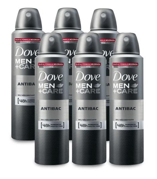 Desodorante Dove Men+Care Antibac Aerosol - Antitranspirante Masculino 150ml - 6 UNIDADES