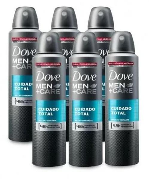 Desodorante Dove Men+Care Cuidado Total Aerosol - Antitranspirante Masculino 150ml - 6 UNIDADES
