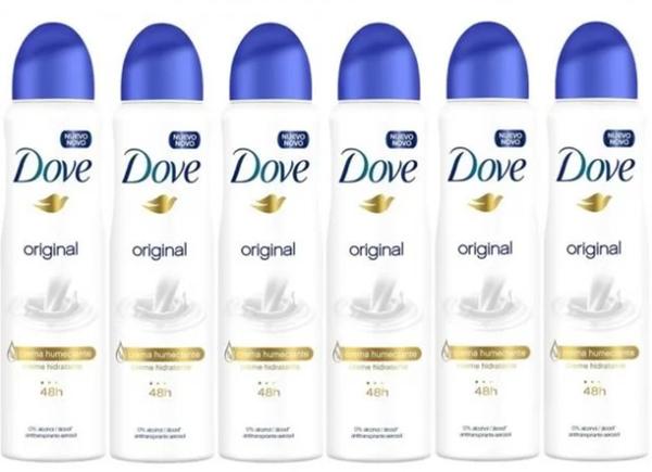 Desodorante Dove Original Aerosol - Antitranspirante Unissex 150ml - 6 UNIDADES