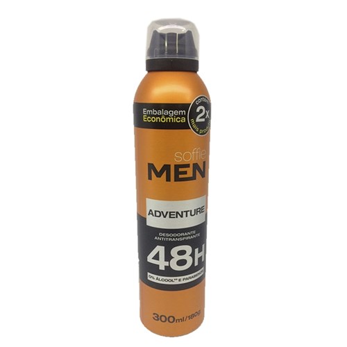 Desodorante Esportivo Aerosol Men Adventure Soffie - 300Ml