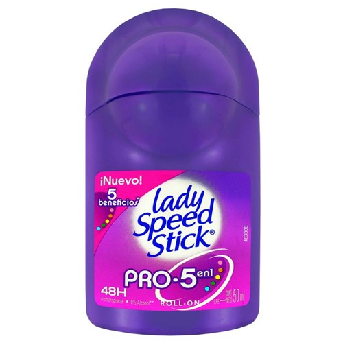 Desodorante Femenino Roll-on Lady Speed Stick 50 Ml, Pro, 5 En 1