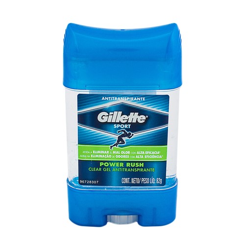 Desodorante Gillette Clear Gel Power Rush Stick Antitranspirante com 82g