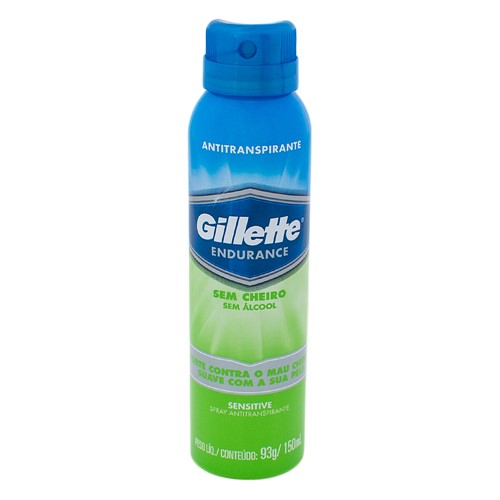 Desodorante Gillette Endurance Sensitive Sem Cheiro Aerosol Antitranspirante com 150ml