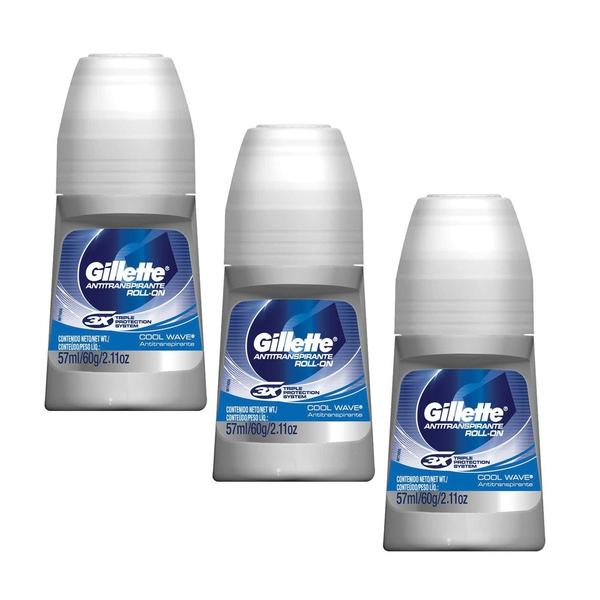 Desodorante Gillette Roll On Masculino Cool Wave 50ml 3 Unidades - GILLETTE