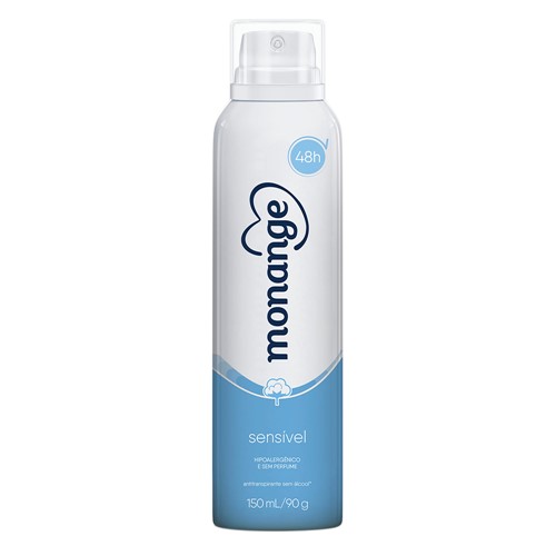 Desodorante Monange Sensível Sem Perfume Aerosol Antitranspirante 48h com 150ml