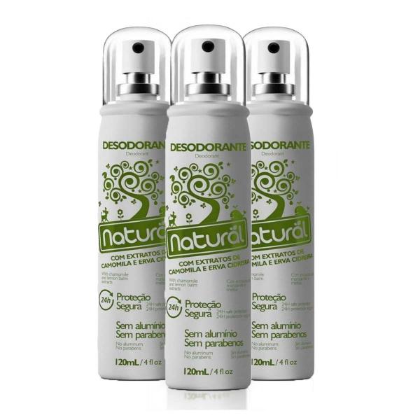 3 Desodorante Natural Extratos Camomila Erva Cidreira 120ml - Suavetex