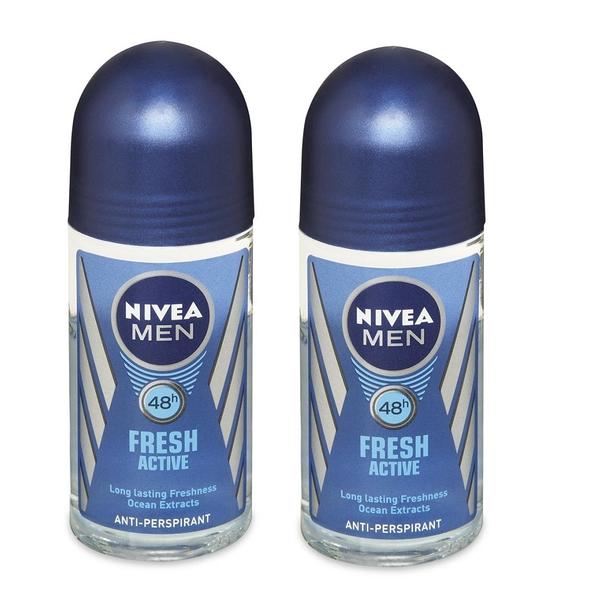 Desodorante Nivea Active Men Rollon 50ml com 2 Unidades - Nivea Deo