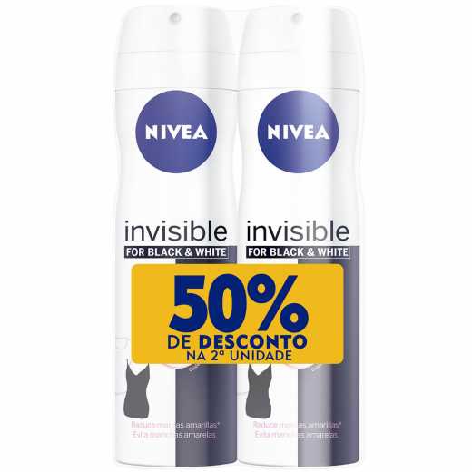 Desodorante Nivea Aerosol 48h Black White Invisible - 2 Unidades