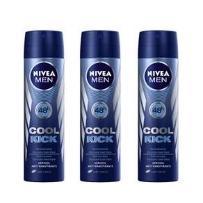 Desodorante Nivea Aerosol Aqua Cool Masculino - 3 Unidades - 90ml