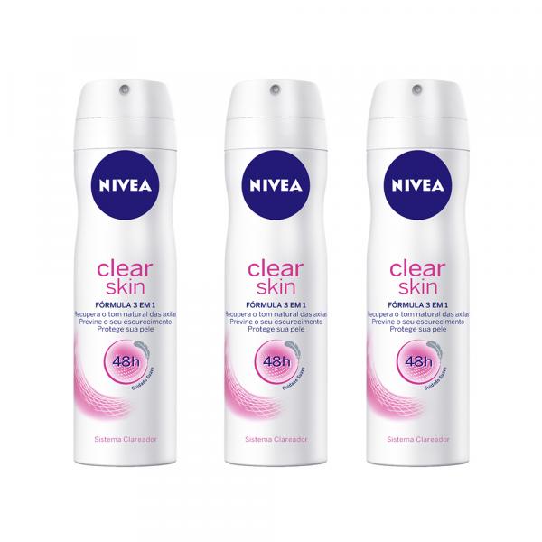 Desodorante Nivea Aerosol Clear Skin Feminino 150ml 3 Unidades - NIVEA