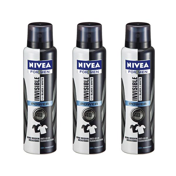 Desodorante Nivea Aerosol Invisible BlackWhite Power Masculino 100ml 3 Unidades - NIVEA