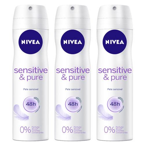 Desodorante Nivea Aerosol Sensitive Pure 150 Ml 3 Unidades - NIVEA
