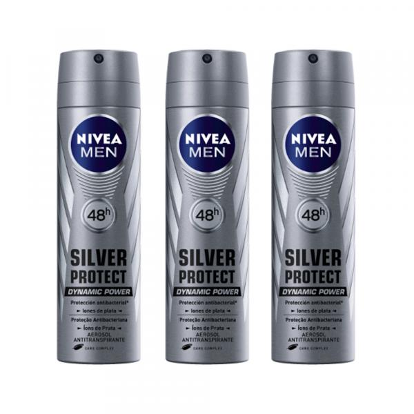 Desodorante Nivea Aerosol Silver Protect Masculino 93g 3 Unidades