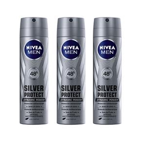 Desodorante Nivea Aerosol Silver Protect Masculino - 3 Unidades - 93g