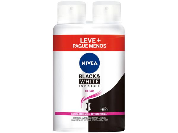 Desodorante Nivea Black & White Invisible Clear - Aerossol Antiperspirante Feminimo 150ml 2 Unidades