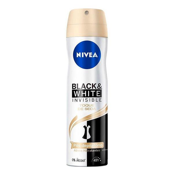 Desodorante Nivea Invisible Black White Toque de Seda Aerosol Antitranspirante 48h 150ml