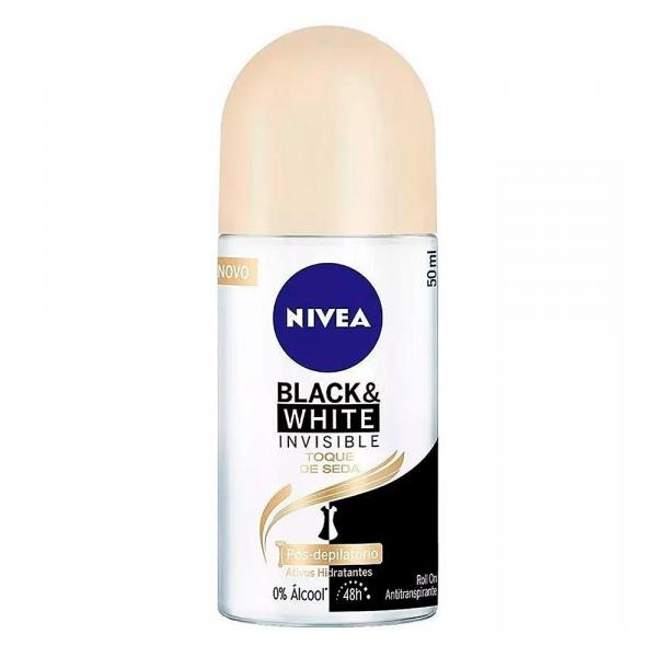 Desodorante Nivea Invisible Black White Toque de Seda Roll-on Antitranspirante 48h com 50ml
