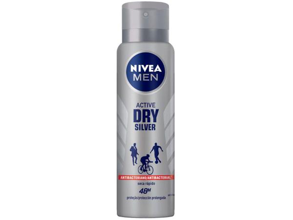 Desodorante Nivea Men Active Dry Silver Aerossol - Antitranspirante Masculino 150ml
