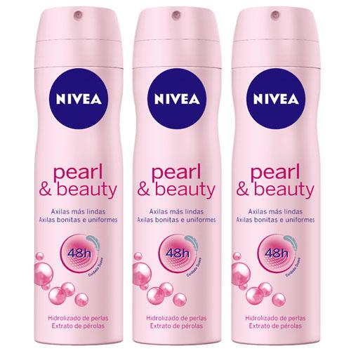 Desodorante Nivea Pearl Beauty Aerosol Feminino 90g 3 Unidades - NIVEA