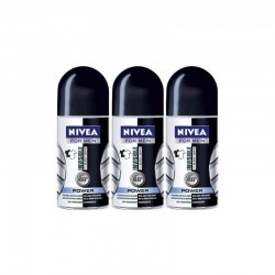 Desodorante Nivea Roll On Black White Masculino 50ml 3 Unidades