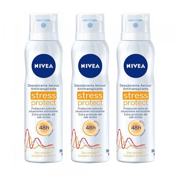 Desodorante Nivea Stress Protect Aerosol Feminino 90g 3 Unidades - NIVEA