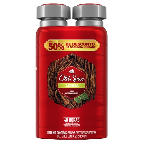 Desodorante Old Spice Lenha Aerosol Antitranspirante 48h 150ml + Até 50% Desconto na 2ª Unidade