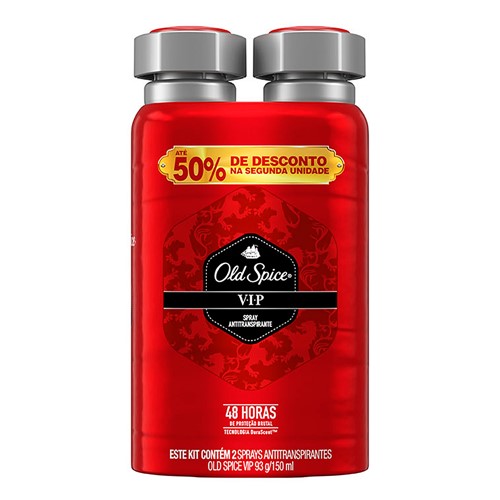 Desodorante Old Spice Vip Aerosol Antitranspirante 48h 150ml + Até 50% Desconto na 2ª Unidade