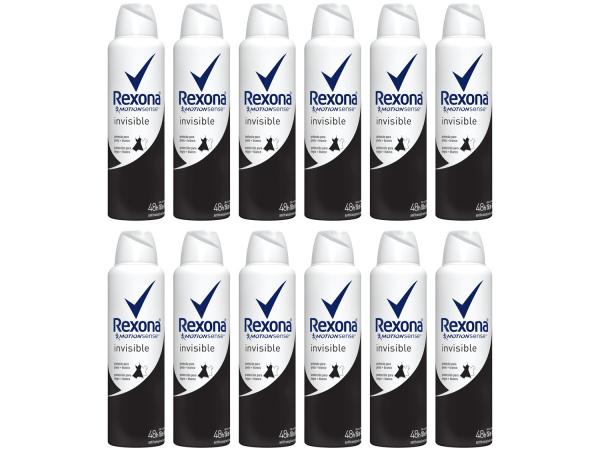 Desodorante Rexona Aerosol Antitranspirante - Feminino Invisible 12 Unidades Kit Black Friday