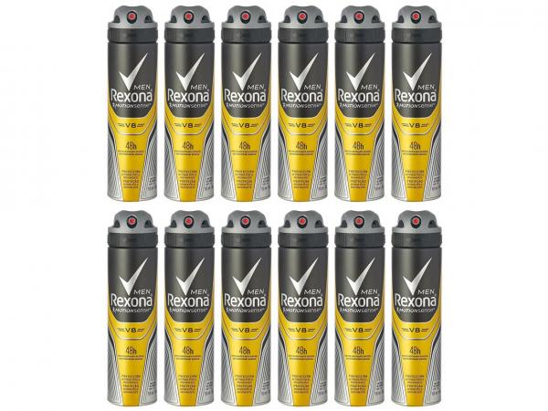 Desodorante Rexona Aerossol Antitranspirante - Masculino Men V8 12 Unidades Kit Black Friday