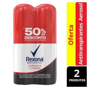 Desodorante Rexona Antibacterial Invisible Fem 50% Off na 2ª Unidade