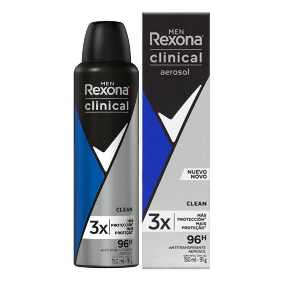 Desodorante Rexona Clinical Aerosol Clean Masculino 150ml - 1 Unidade