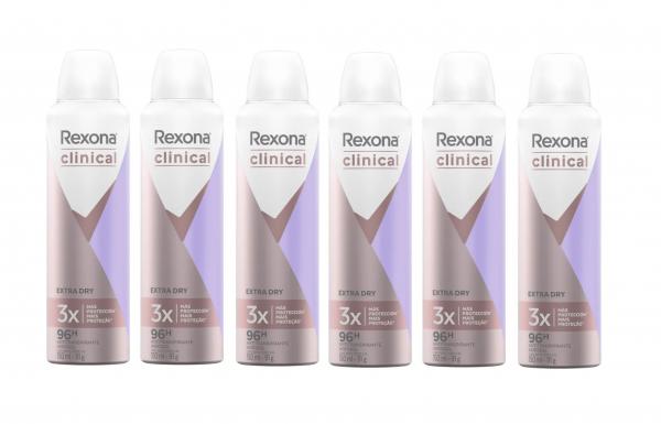 Desodorante Rexona Clinical Aerosol Extra Dry Feminino 150ml - 6 Unidades