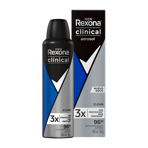 Desodorante Rexona Clinical Aerosol | 3X Mais Proteção | 150 Ml