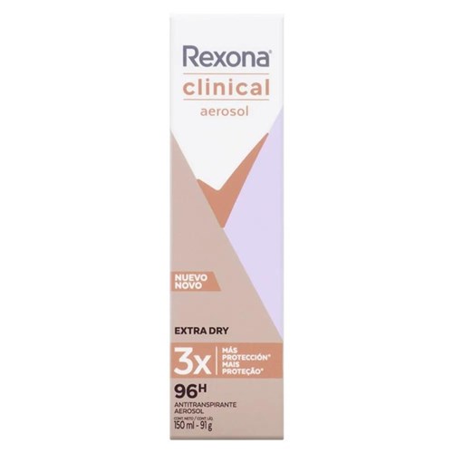 Desodorante Rexona Clinical Extra Dry Aerosol 96H 150Ml
