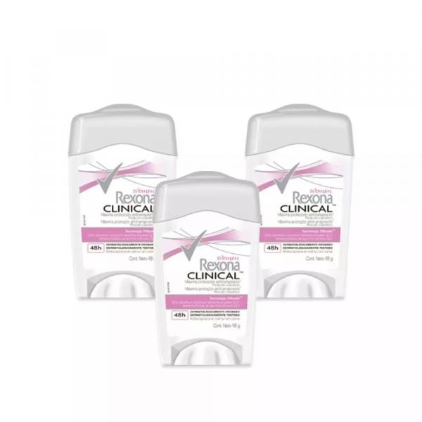 Desodorante Rexona Clinical Women Stick 48g Rosa Kit com 3