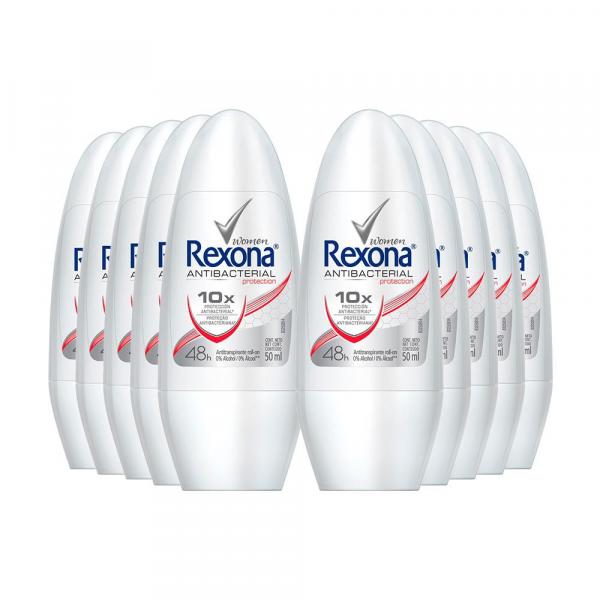 Desodorante Rexona Roll On Antibact Protection 50ml - 6Un
